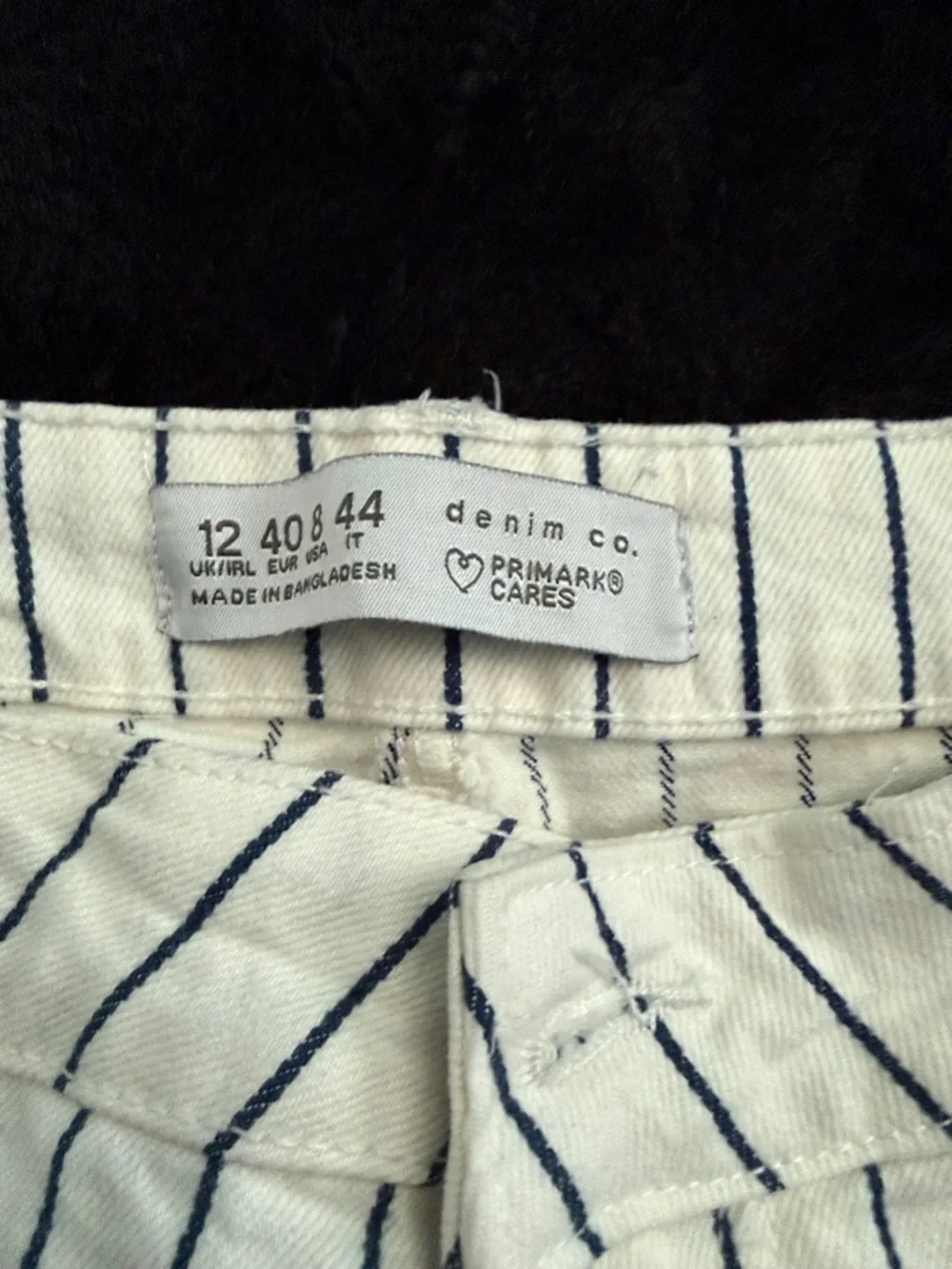 Primark White Shorts with Navy Pinstripes